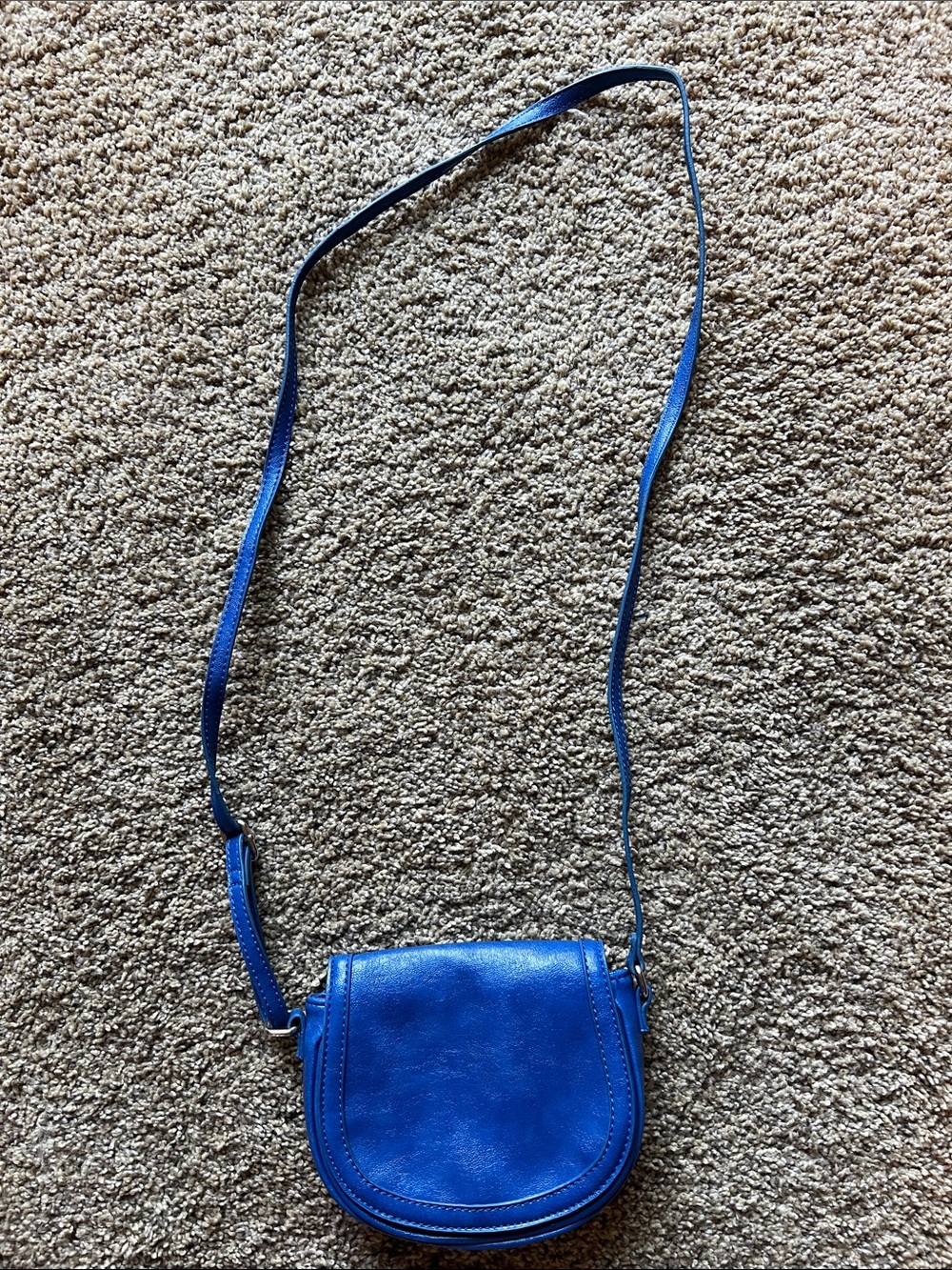 BCBGeneration Electric Blue Leather Crossbody Saddle Bag